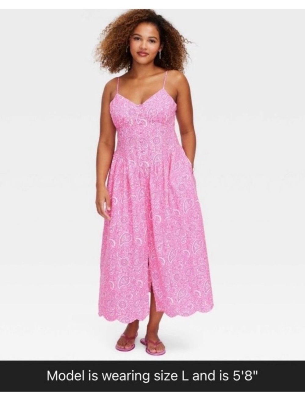 Roller Rabbit Women's Paisley Floral Drop Waist Midi Pink size large nwot